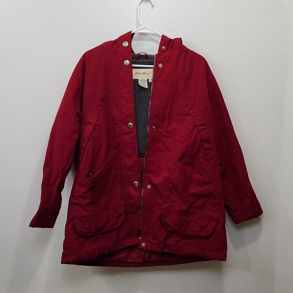 Eddie Bauer Full Zip/Button Winter Jacket Coat Women's Sz Med Red EUC NICE!